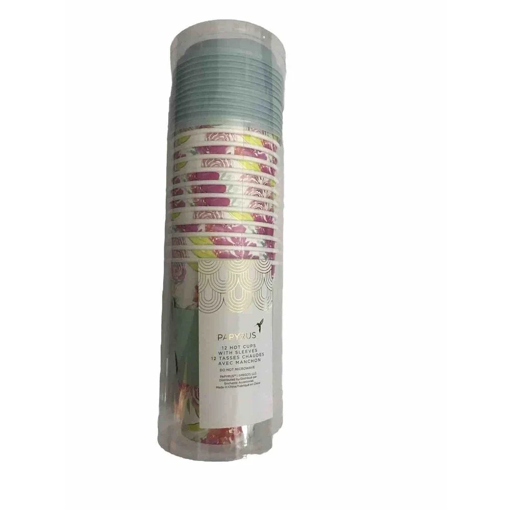 Papyrus Disposable Easter Paper Hot Cups - Pack of 12 with Lids & Sleeves